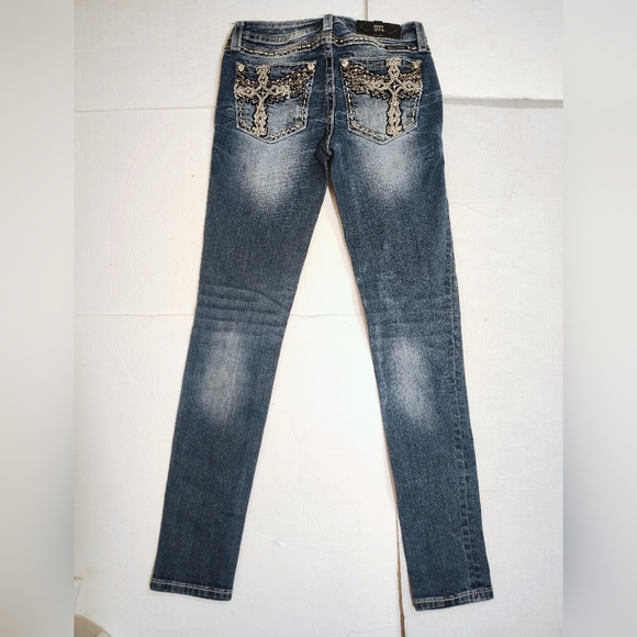 Miss Me Denim - Miss Me Skinny Jeans, Blue Denim, White Wash, Hailey Skinny, Med Rise, 26